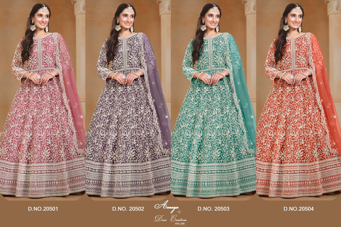 Aanaya Vol 205 Dani Creation Net Pakistani Patch Work Suits Wholesale Rate