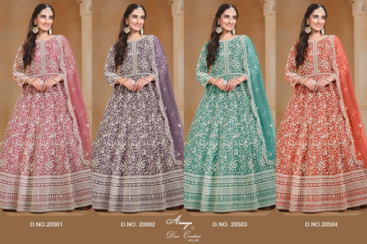 Aanaya Vol 205 Dani Creation Net Pakistani Patch Work Suits Wholesale Rate