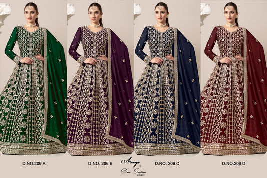 Aanaya Vol 206-Abcd Dani Creation Faux Georgette Pakistani Salwar Suits Wholesale Price