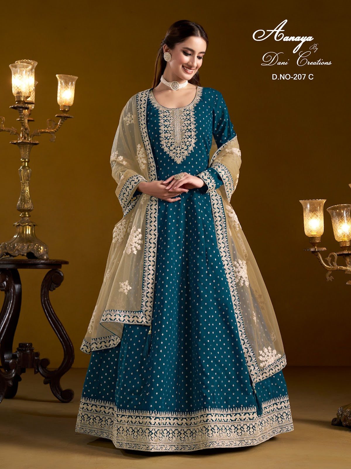 Aanaya Vol 207 Dani Creation Chanderi Anarkali Salwar Suits Manufacturer Gujarat