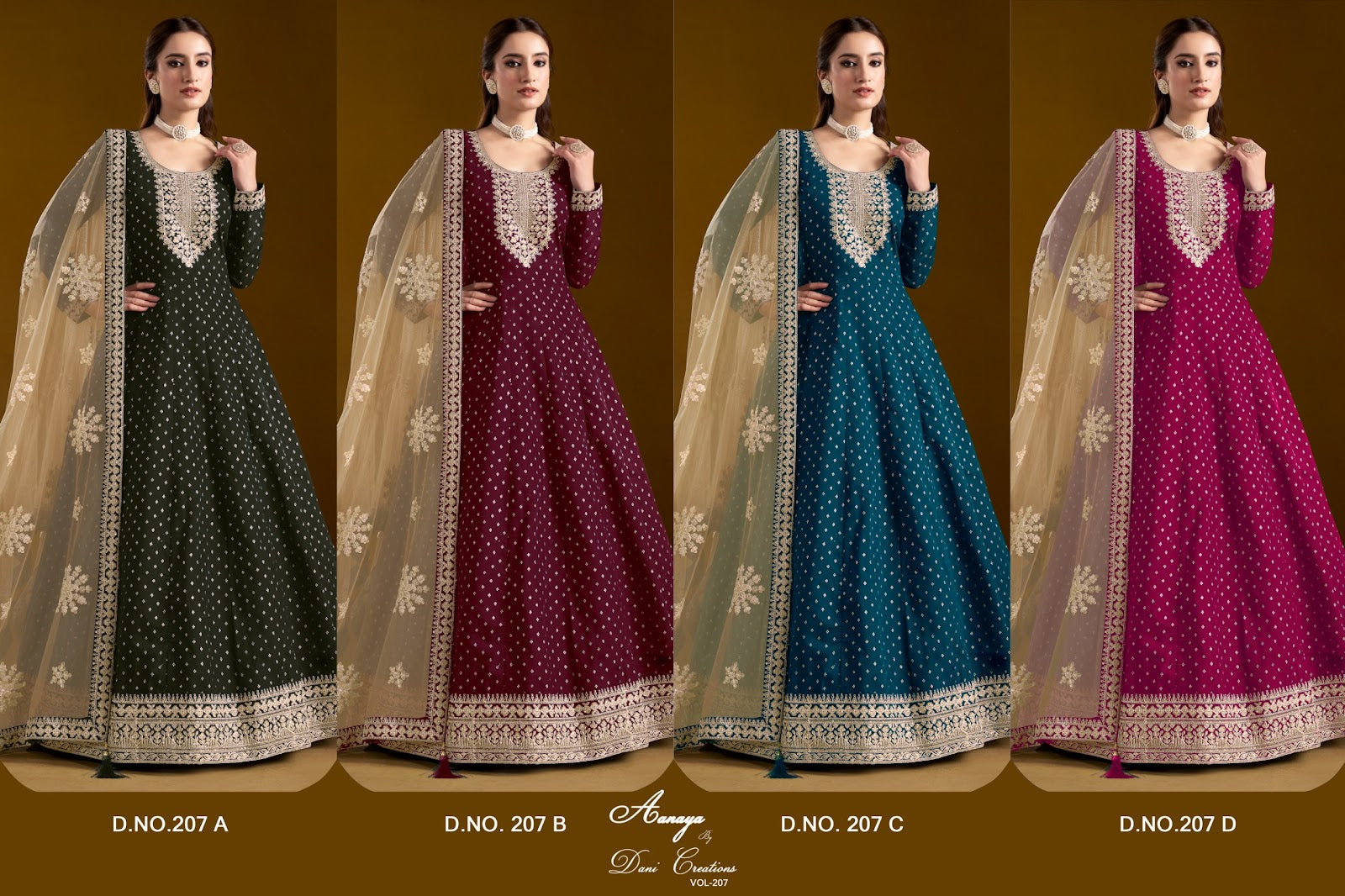 Aanaya Vol 207 Dani Creation Chanderi Anarkali Salwar Suits Manufacturer Gujarat