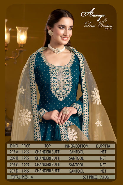 Aanaya Vol 207 Dani Creation Chanderi Anarkali Salwar Suits Manufacturer Gujarat