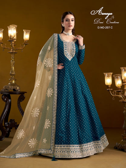 Aanaya Vol 207 Dani Creation Chanderi Anarkali Salwar Suits Manufacturer Gujarat