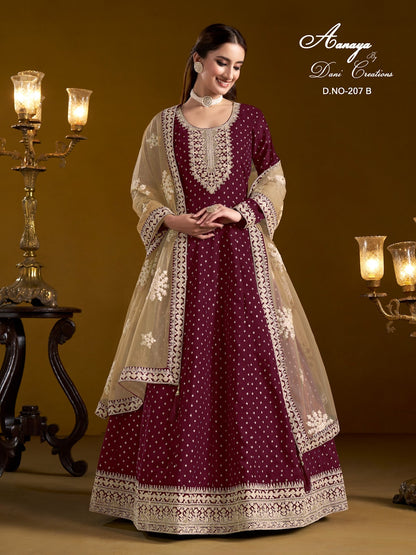 Aanaya Vol 207 Dani Creation Chanderi Anarkali Salwar Suits Manufacturer Gujarat