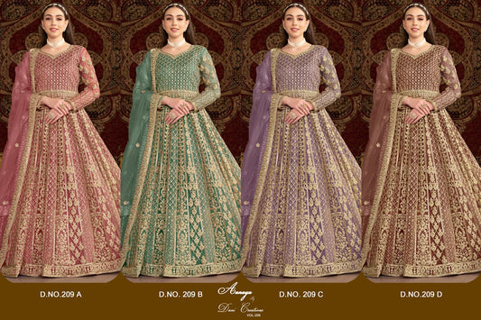 Aanaya Vol 209 Dani Creation Net Gown Dupatta Set Manufacturer India