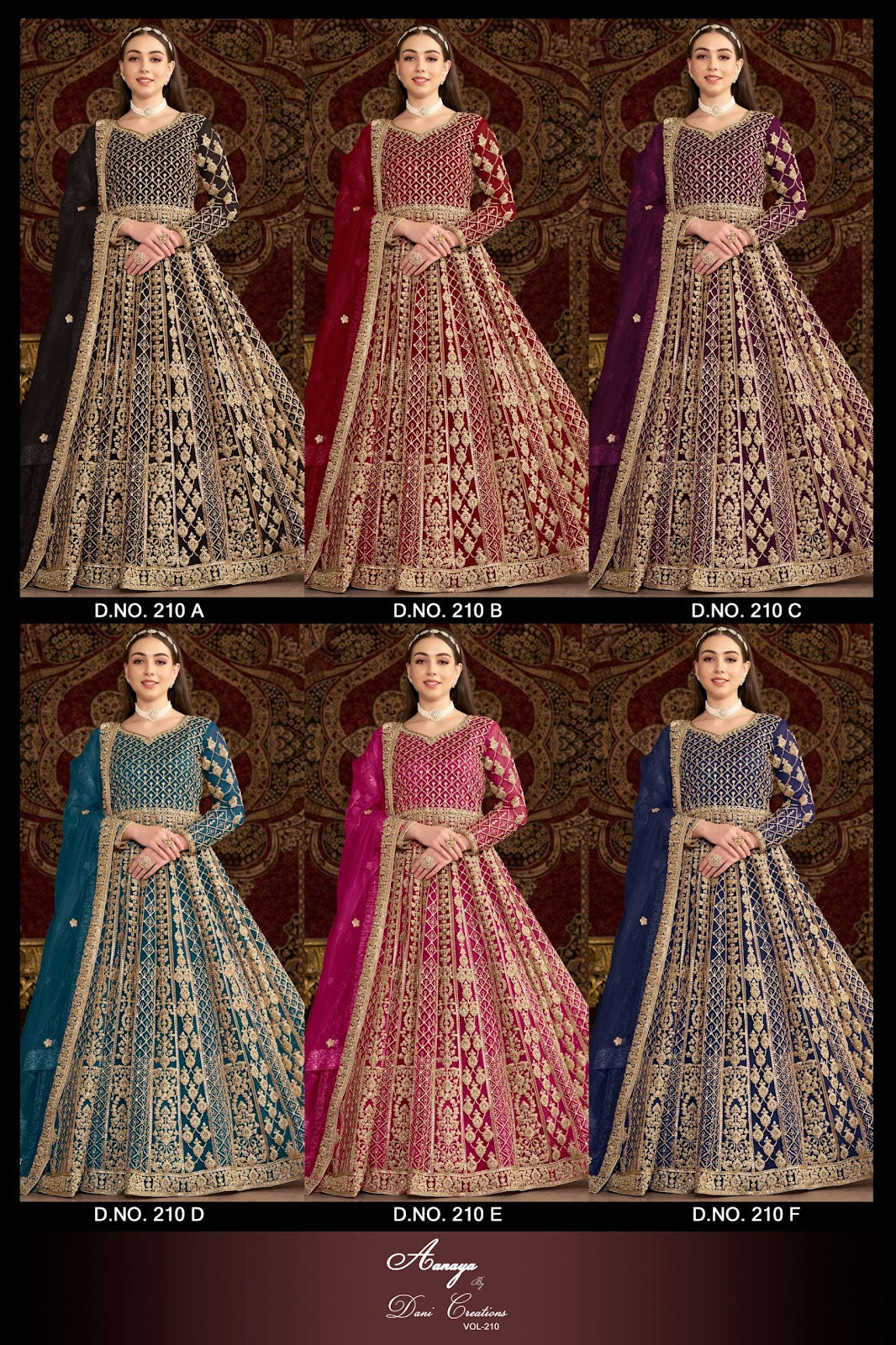 Aanaya Vol 210 Dani Creation Net Gown Dupatta Set Supplier