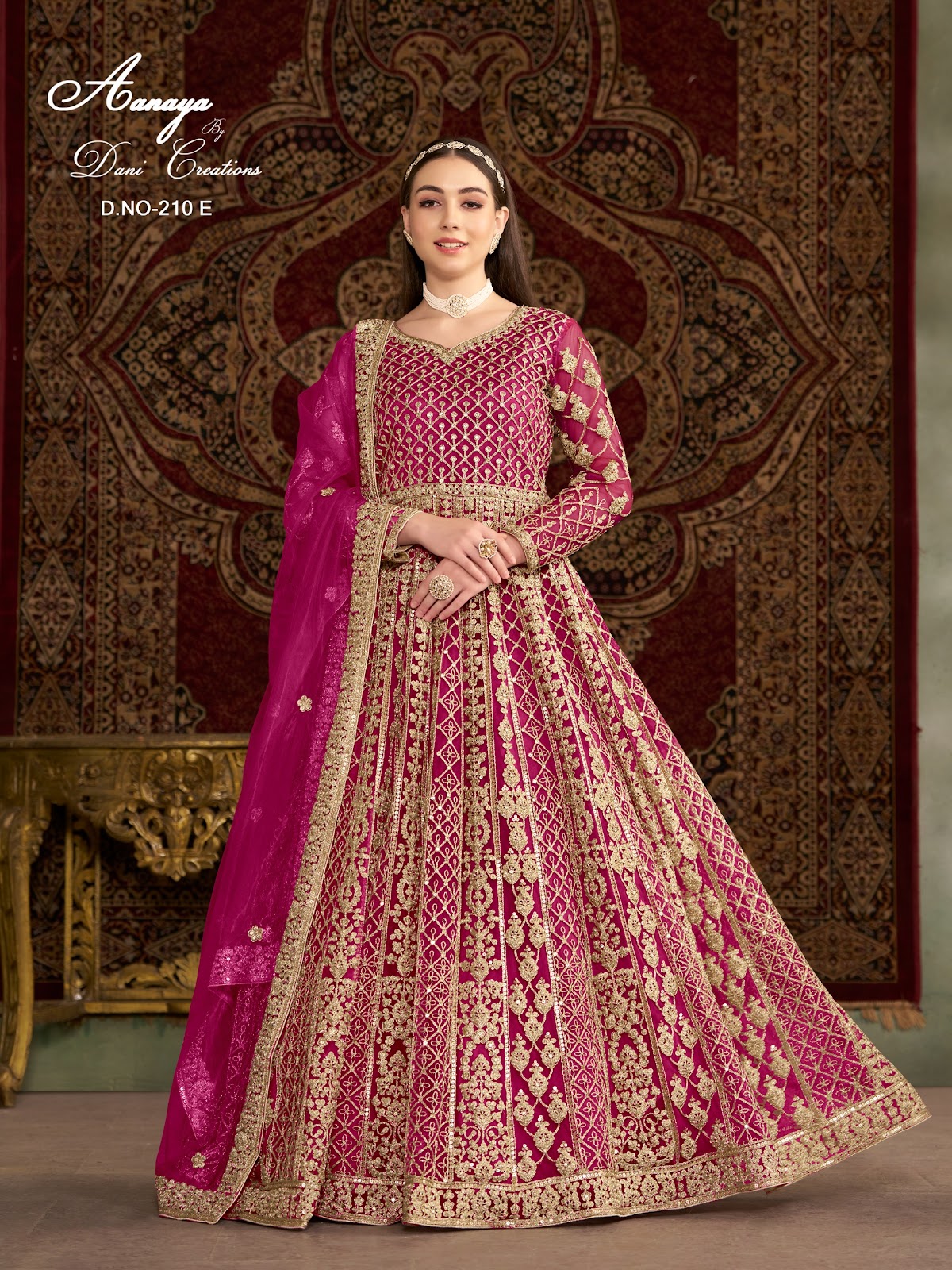 Aanaya Vol 210 Dani Creation Net Gown Dupatta Set Supplier