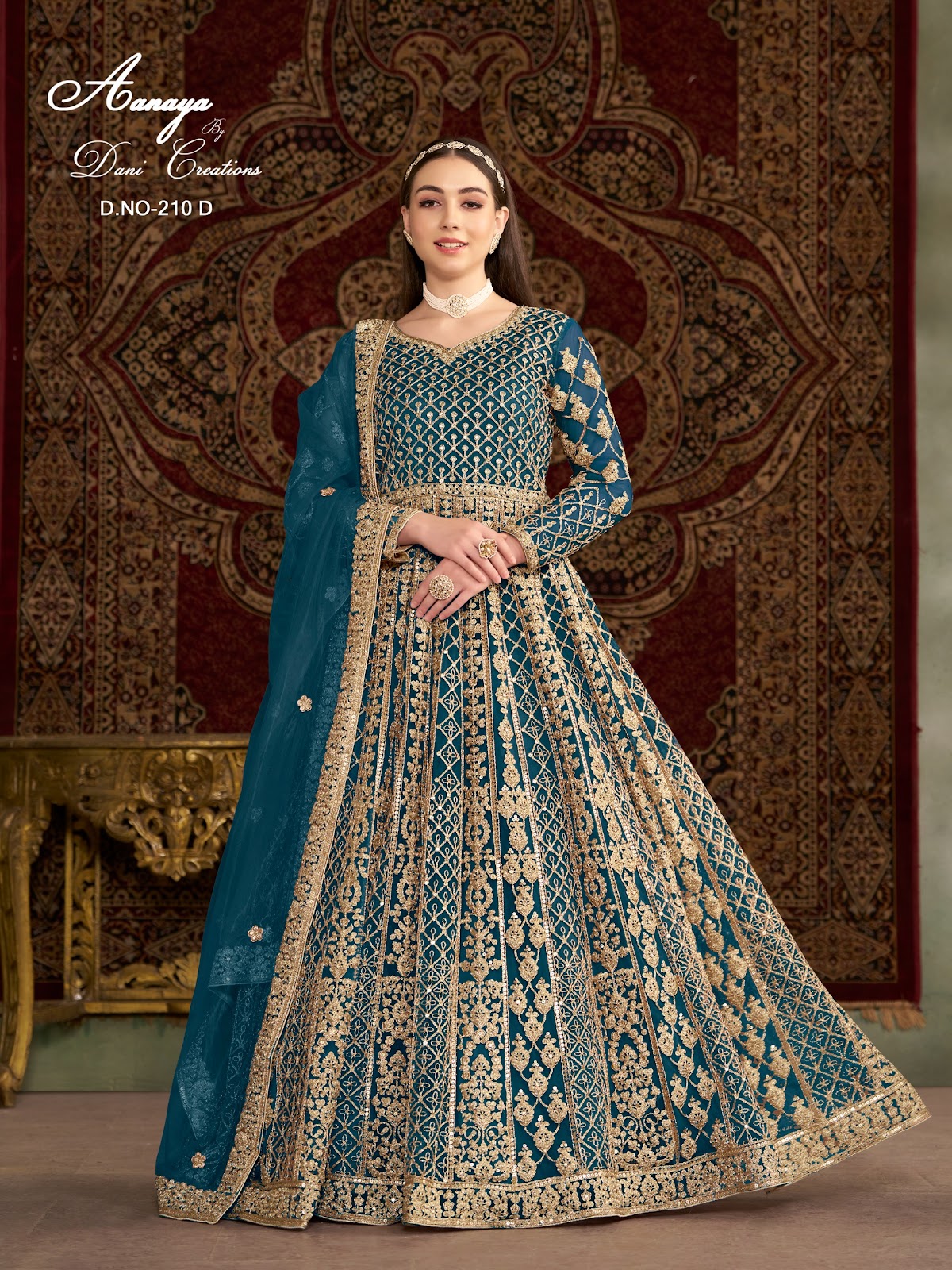 Aanaya Vol 210 Dani Creation Net Gown Dupatta Set Supplier