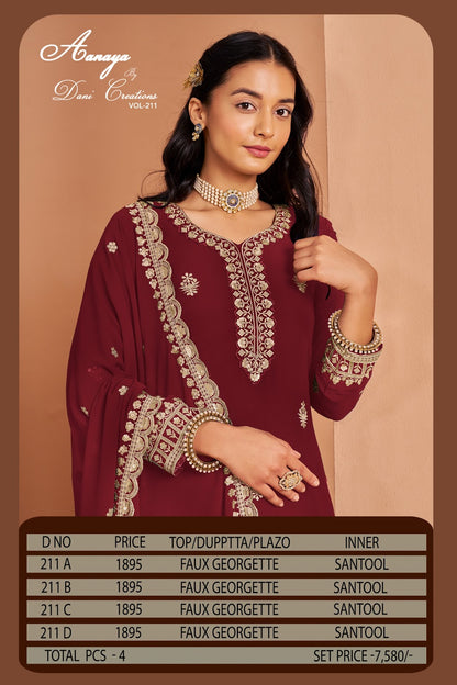 Aanaya Vol 211 Dani Creation Faux Georgette Pakistani Salwar Suits Manufacturer