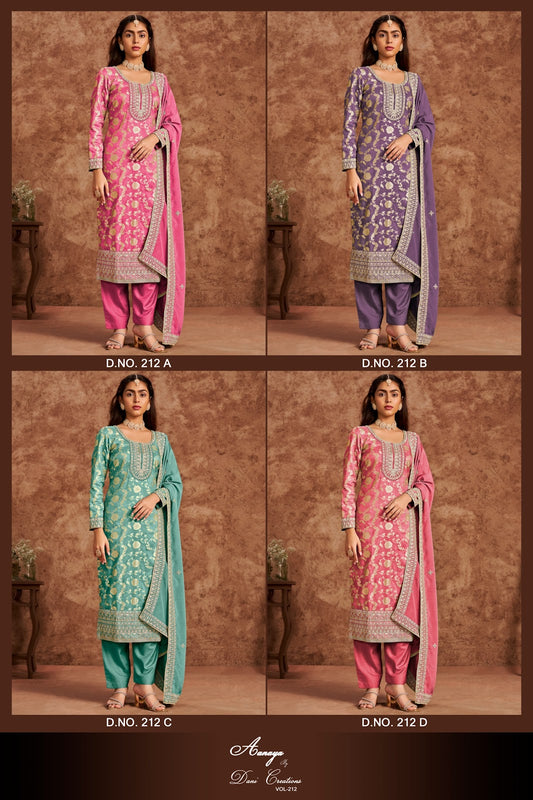 Aanaya Vol 212 Dani Creation Dola Jacquard Pakistani Salwar Suits Exporter Ahmedabad