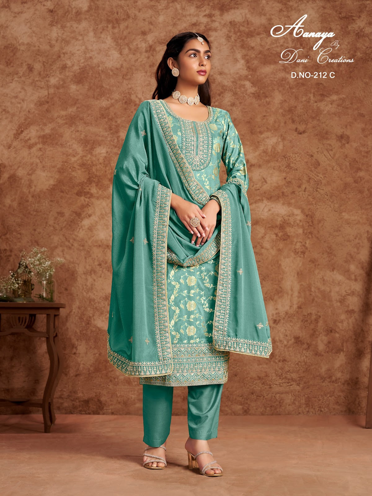 Aanaya Vol 212 Dani Creation Dola Jacquard Pakistani Salwar Suits Exporter Ahmedabad