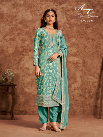 Aanaya Vol 212 Dani Creation Dola Jacquard Pakistani Salwar Suits Exporter Ahmedabad