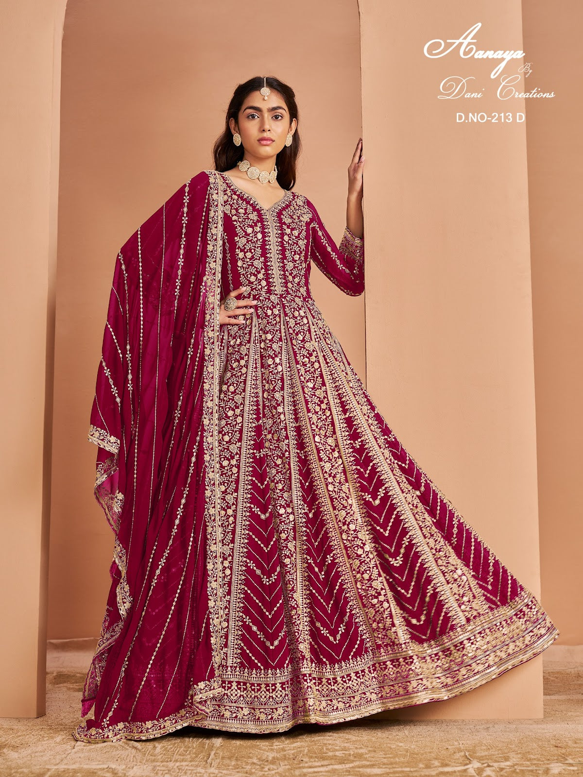 Aanaya Vol 213 Dani Creation Fox Georgette Anarkali Salwar Suits Supplier Gujarat