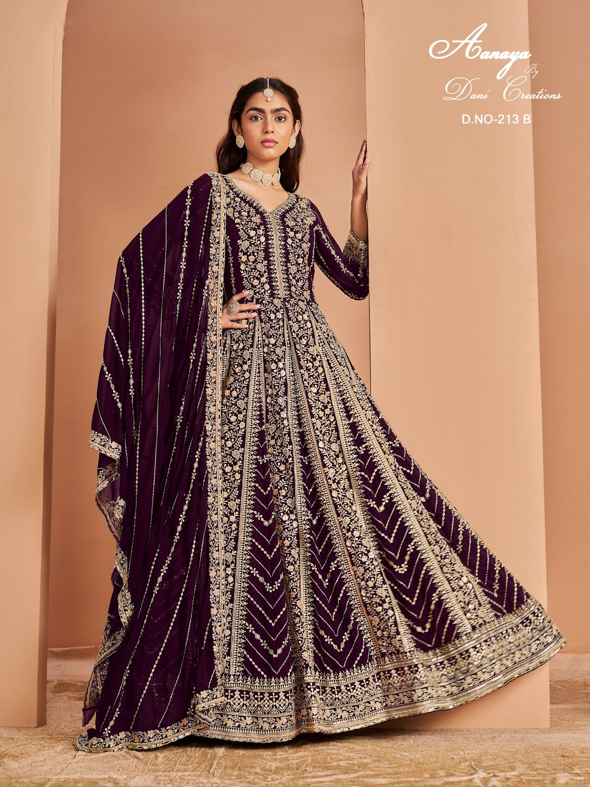 Aanaya Vol 213 Dani Creation Fox Georgette Anarkali Salwar Suits Supplier Gujarat