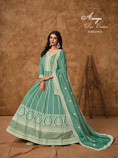 Aanaya Vol 214 Dani Creation Dola Silk Gown Dupatta Set Wholesaler Ahmedabad