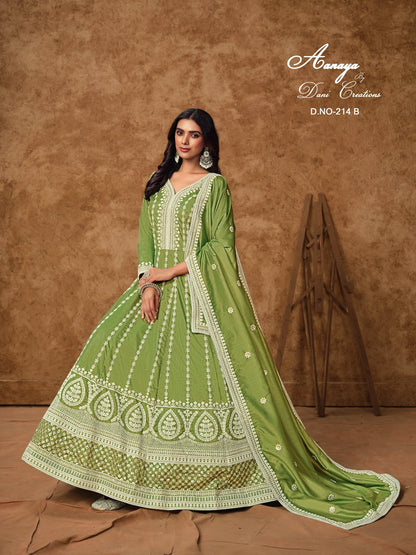 Aanaya Vol 214 Dani Creation Dola Silk Gown Dupatta Set Wholesaler Ahmedabad