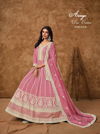 Aanaya Vol 214 Dani Creation Dola Silk Gown Dupatta Set Wholesaler Ahmedabad