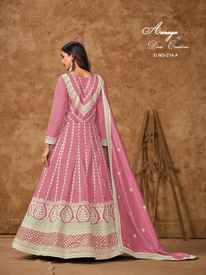 Aanaya Vol 214 Dani Creation Dola Silk Gown Dupatta Set Wholesaler Ahmedabad