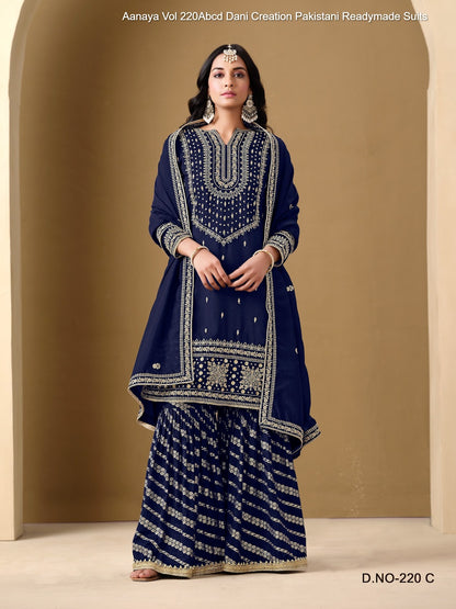 Aanaya Vol 220Abcd Dani Creation Art Silk Pakistani Readymade Suits Exporter Ahmedabad