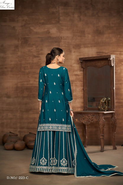 Aanaya Vol 223Abcd Dani Creation Chinon Silk Pakistani Salwar Suits Supplier Gujarat