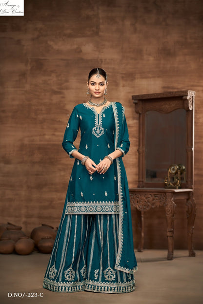 Aanaya Vol 223Abcd Dani Creation Chinon Silk Pakistani Salwar Suits Supplier Gujarat