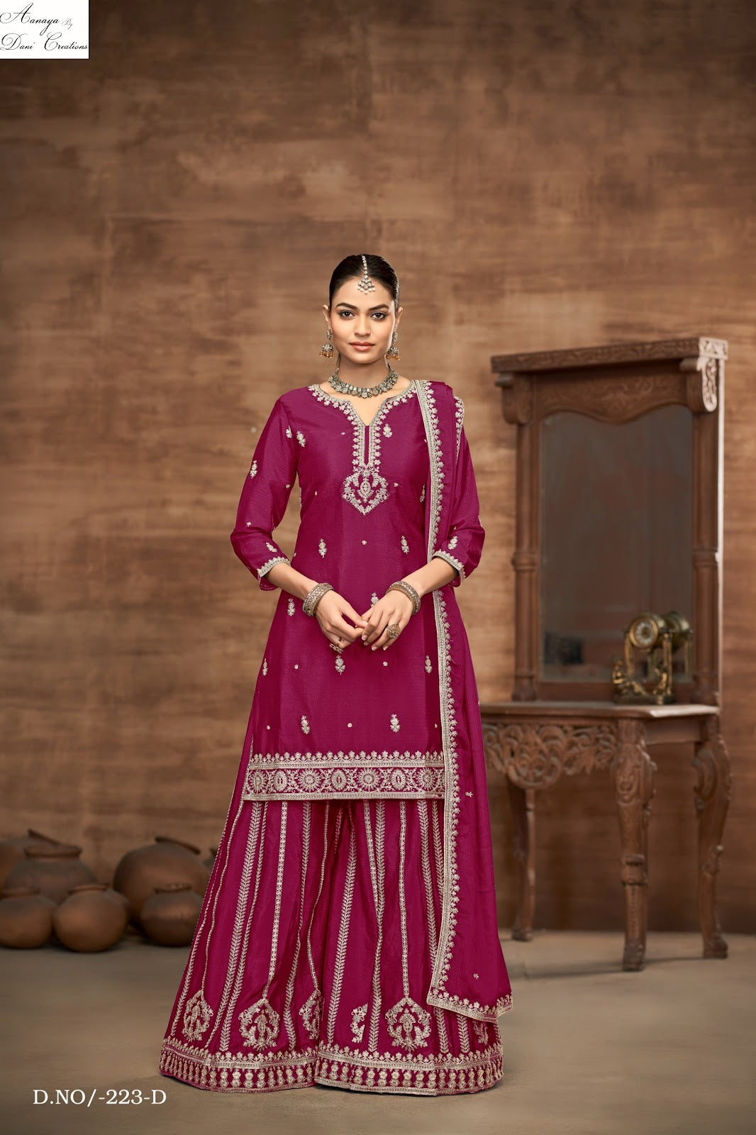 Aanaya Vol 223Abcd Dani Creation Chinon Silk Pakistani Salwar Suits Supplier Gujarat