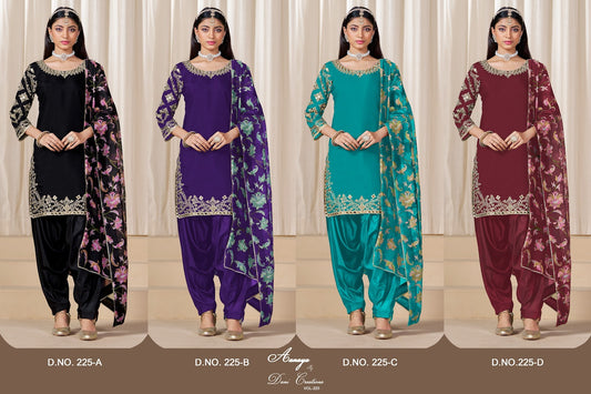 Aanaya Vol 225 Dani Creation Roman Silk Patiyala Style Suits Supplier India