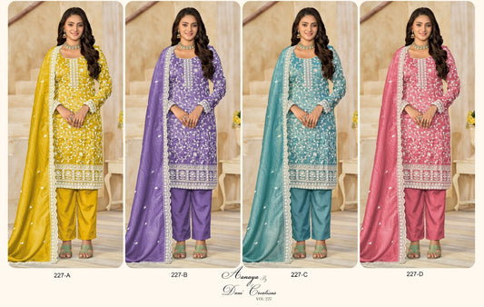 Aanaya Vol 227 Dani Creation Organza Pant Style Suits Wholesale Price