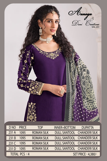 Aanaya Vol 231 Dani Creation Chanderi Salwar Suits Wholesaler Ahmedabad