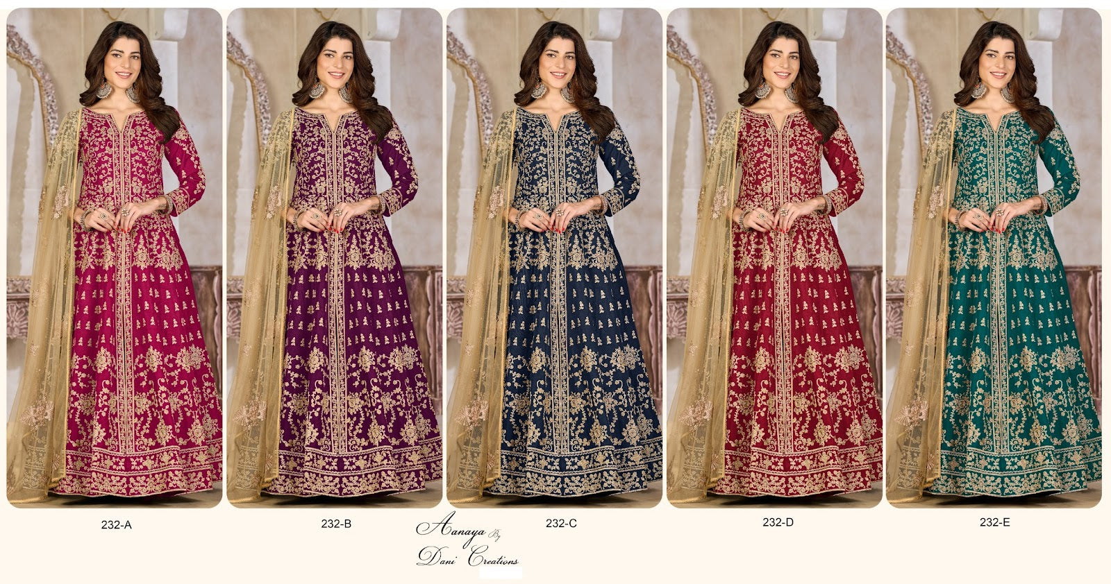 Aanaya Vol 232 Dani Creation Art Silk Anarkali Kurtis Manufacturer Gujarat