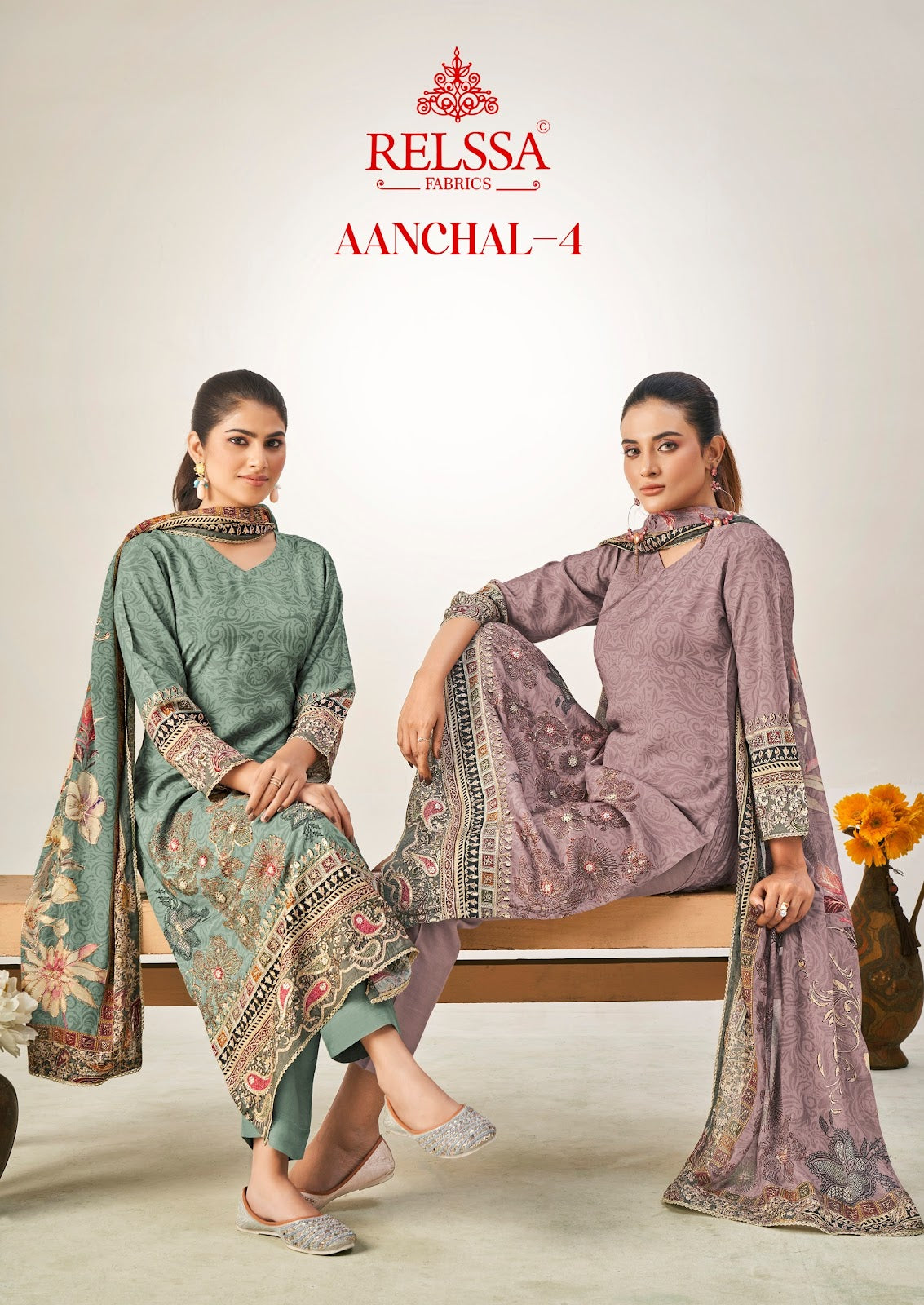 Aanchal 4 Relssa Fabrics Pant Style Suits Wholesaler Gujarat