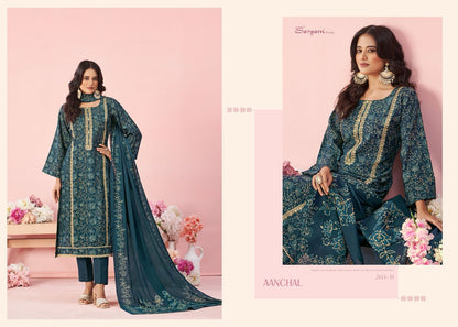 Aanchal Sangam Prints Viscose Modal Pant Style Suits Wholesale Rate