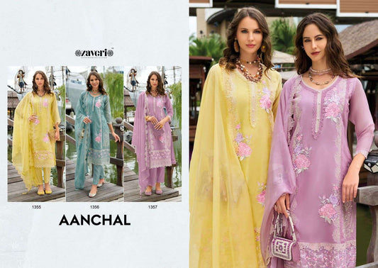 Aanchal Zaveri Soft Organza Readymade Pant Style Suits Manufacturer India