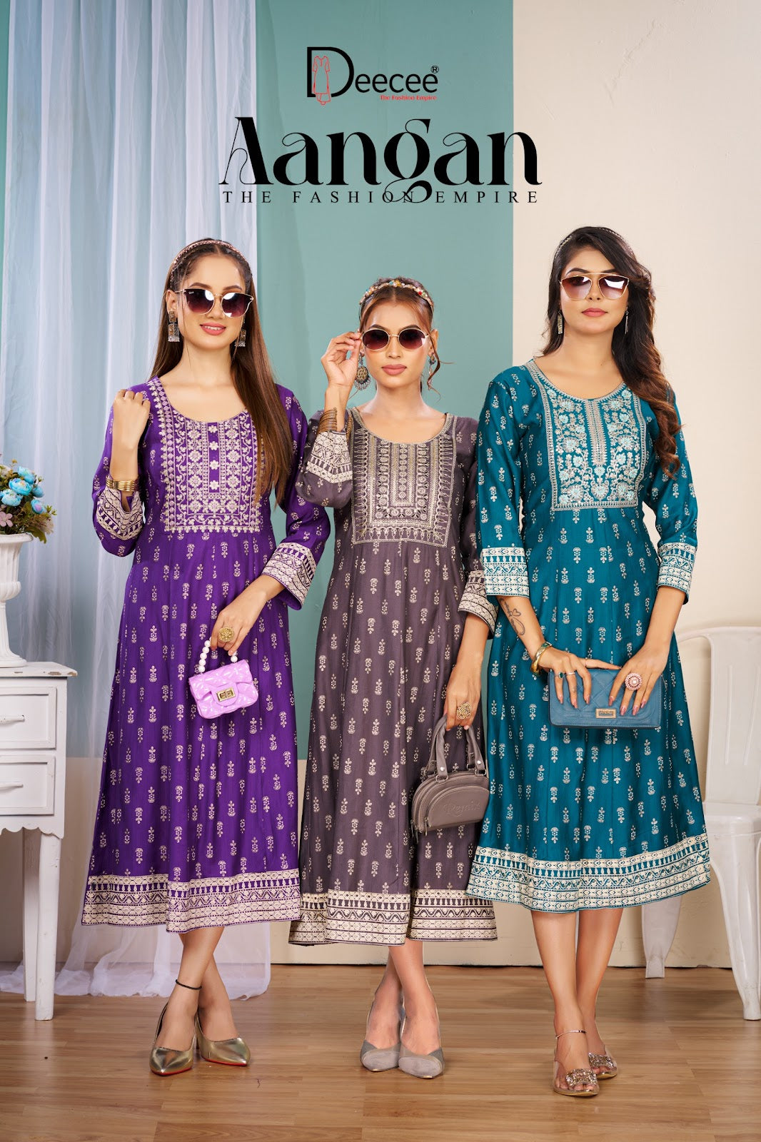Aangan Deecee Vertican Anarkali Kurtis Supplier India