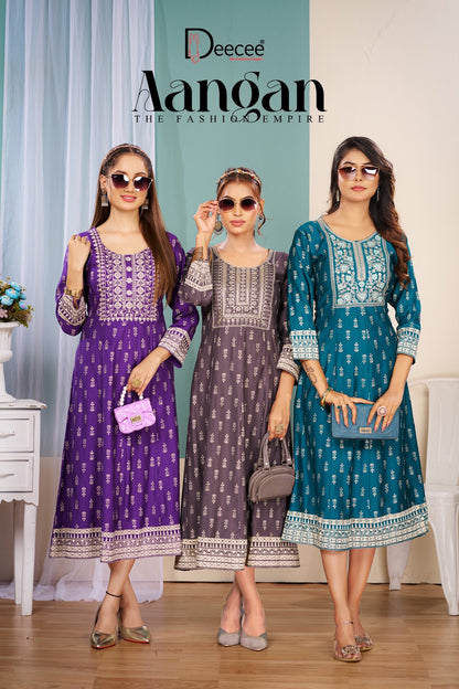 Aangan Deecee Vertican Anarkali Kurtis Supplier India