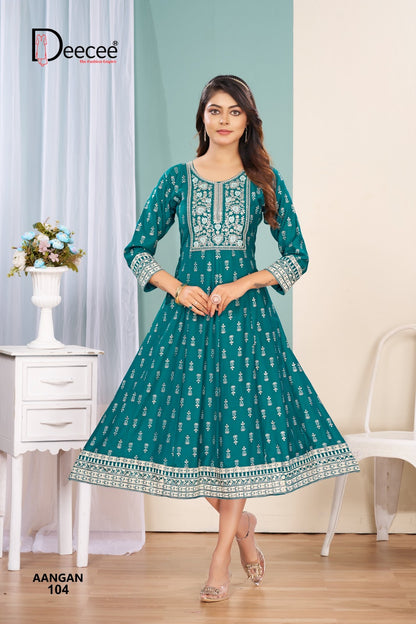 Aangan Deecee Vertican Anarkali Kurtis Supplier India