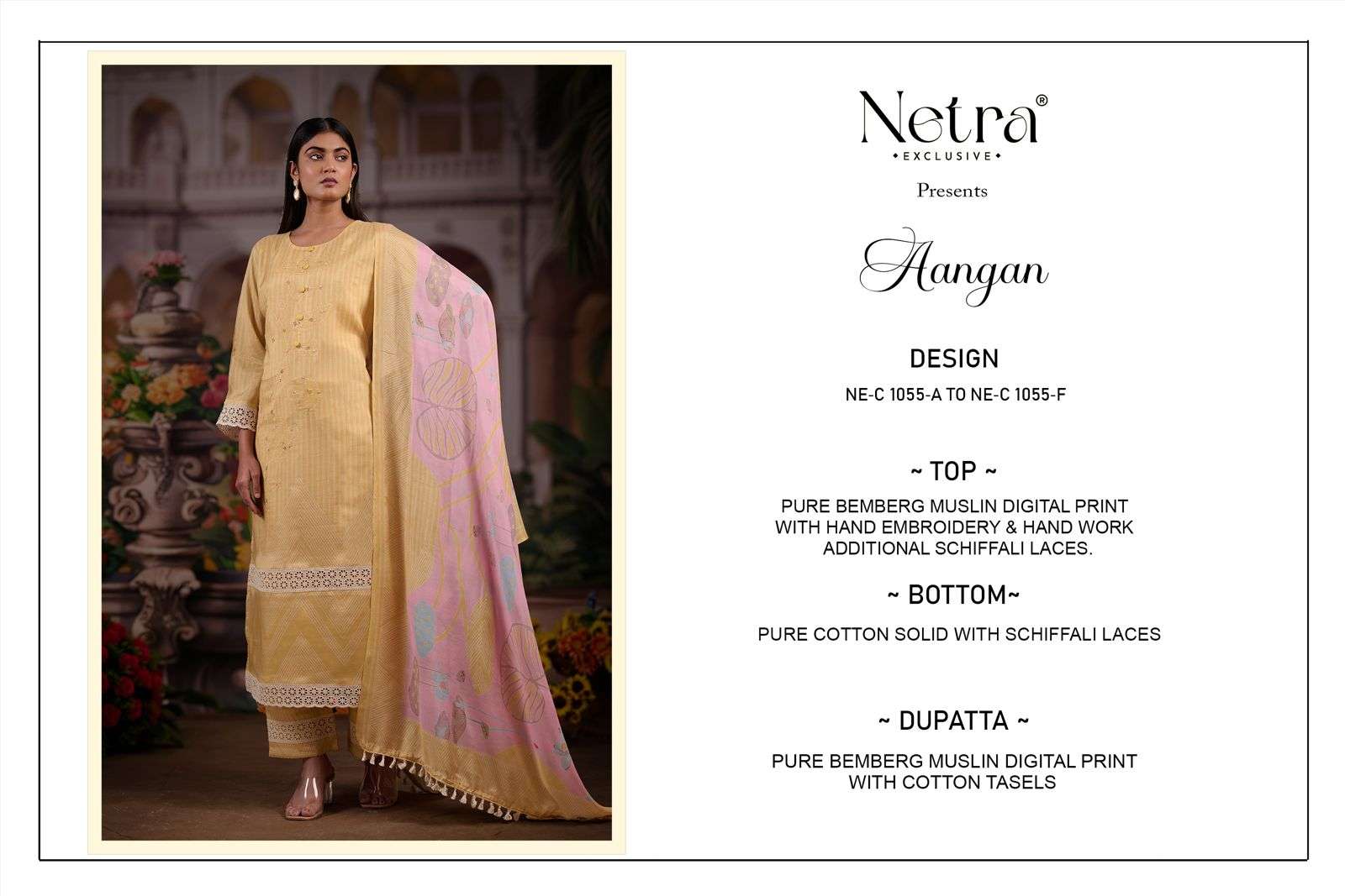 Aangan Netra Pure Bemberg Muslin Pant Style Suits Exporter Gujarat