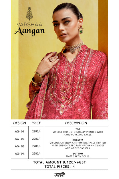 Aangan Varshaa Viscose Muslin Pant Style Suits Manufacturer Gujarat