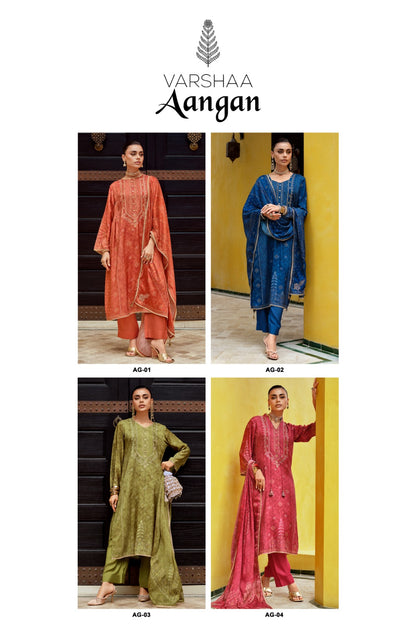 Aangan Varshaa Viscose Muslin Pant Style Suits Manufacturer Gujarat