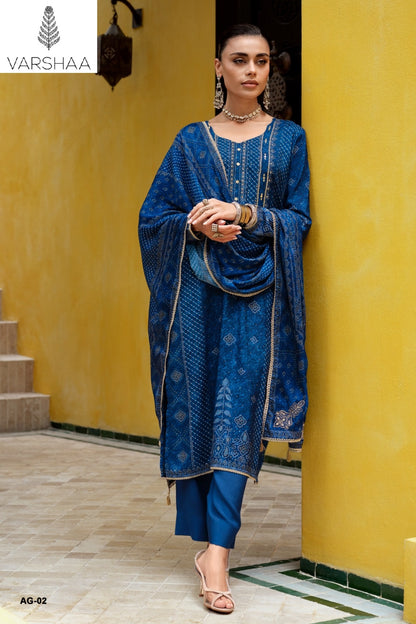 Aangan Varshaa Viscose Muslin Pant Style Suits Manufacturer Gujarat