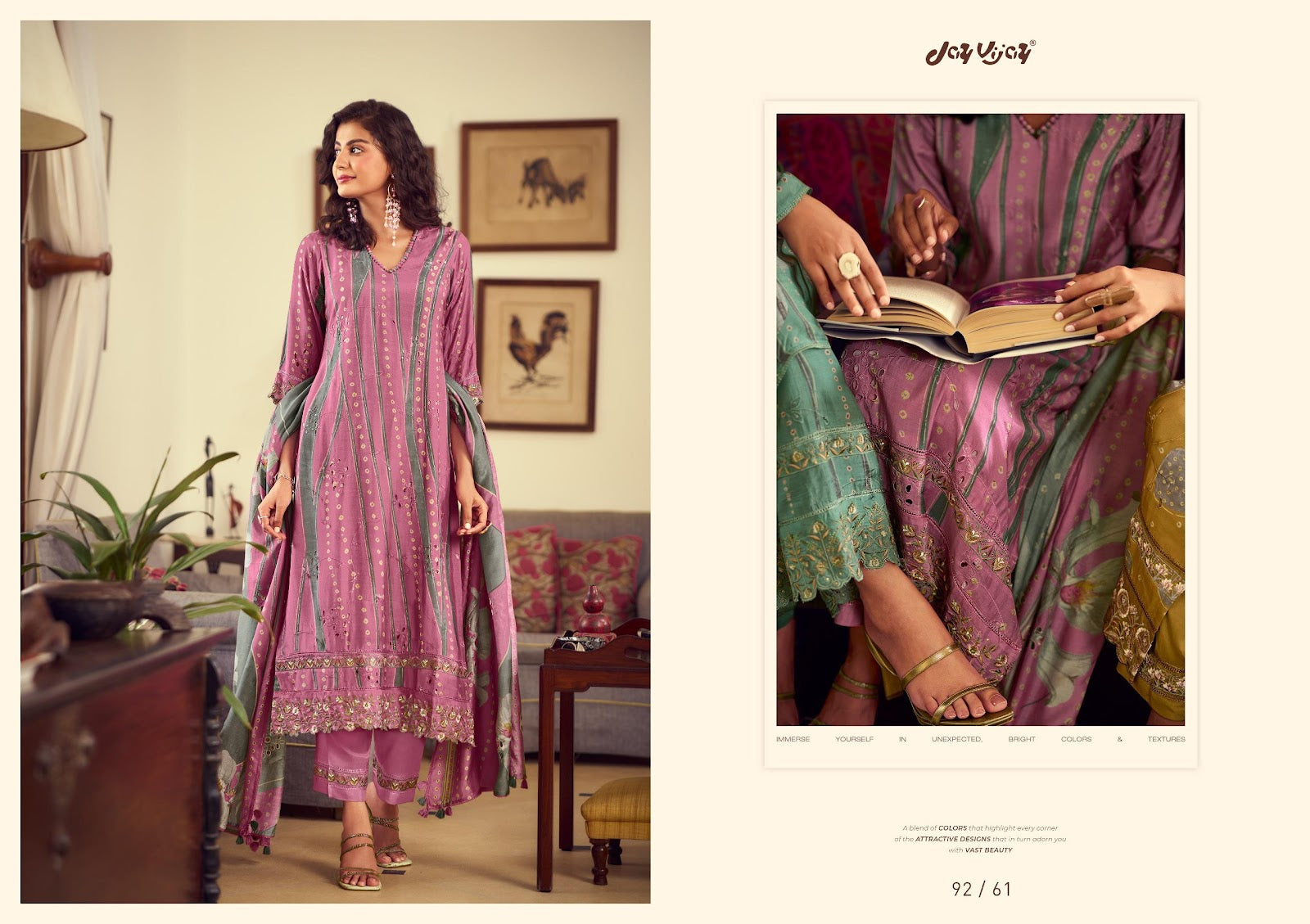 Aangan Vol 2 Jay Vijay Muslin Silk Pant Style Suits Wholesale Price