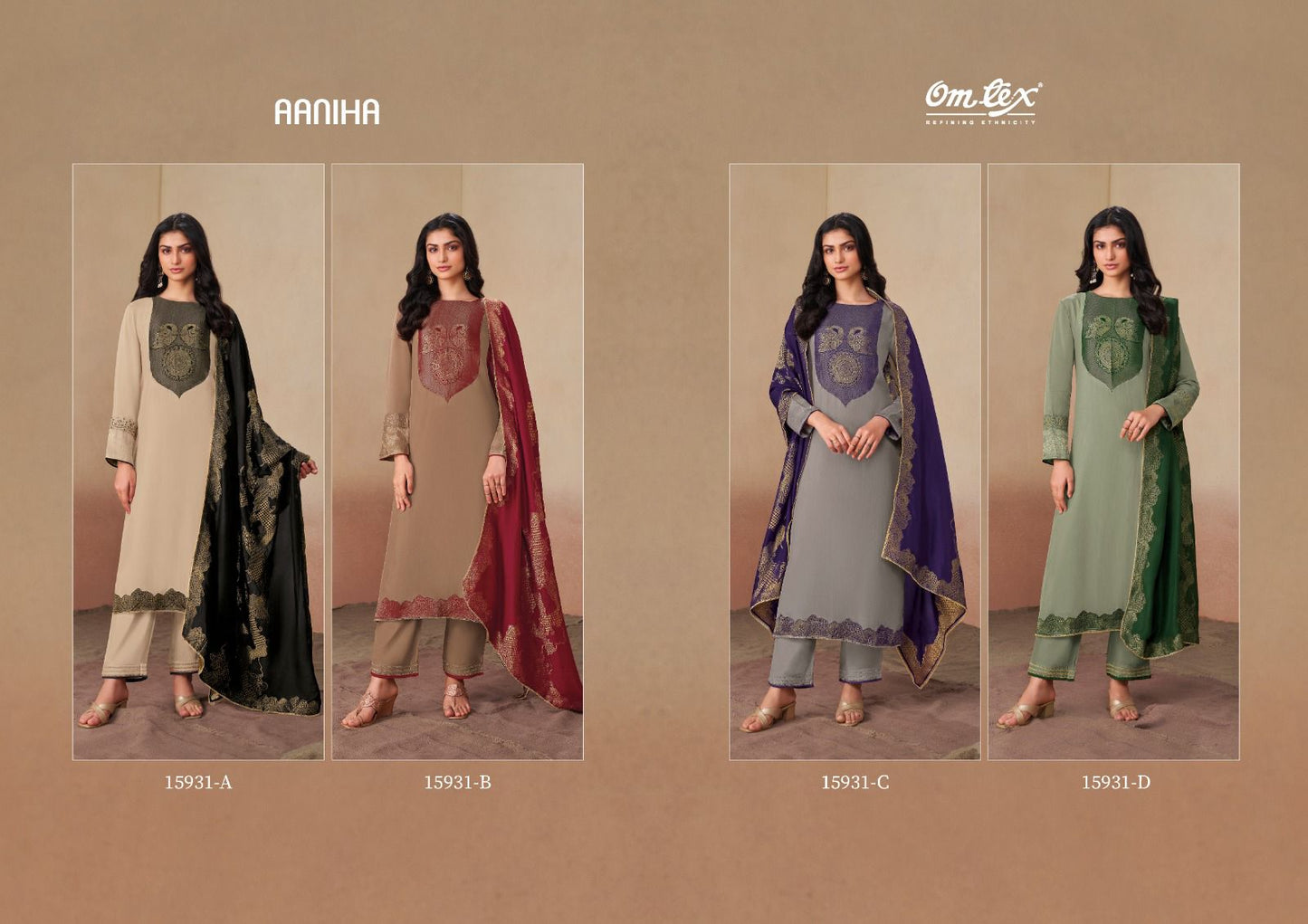 Aaniha Omtex Organza Twill Pant Style Suits Manufacturer