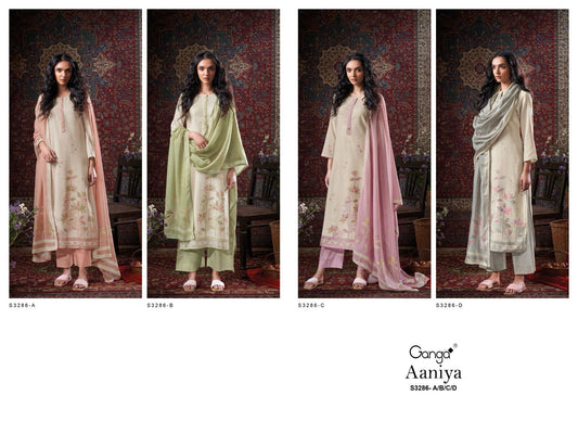 Aaniya 3286 Ganga Premium Cotton Pant Style Suits Exporter Ahmedabad