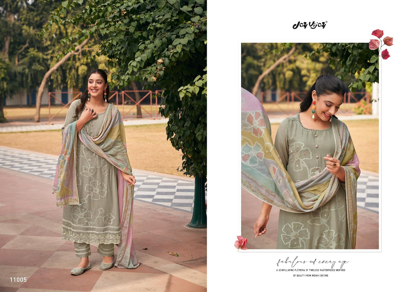 Aankh Micholi Jay Vijay Mal Chanderi Pant Style Suits Exporter Gujarat