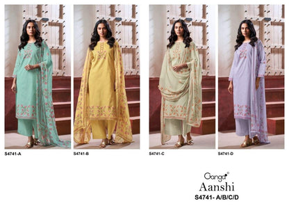 Aanshi S4741 Ganga Pure Organdy Plazzo Style Suits Manufacturer Ahmedabad