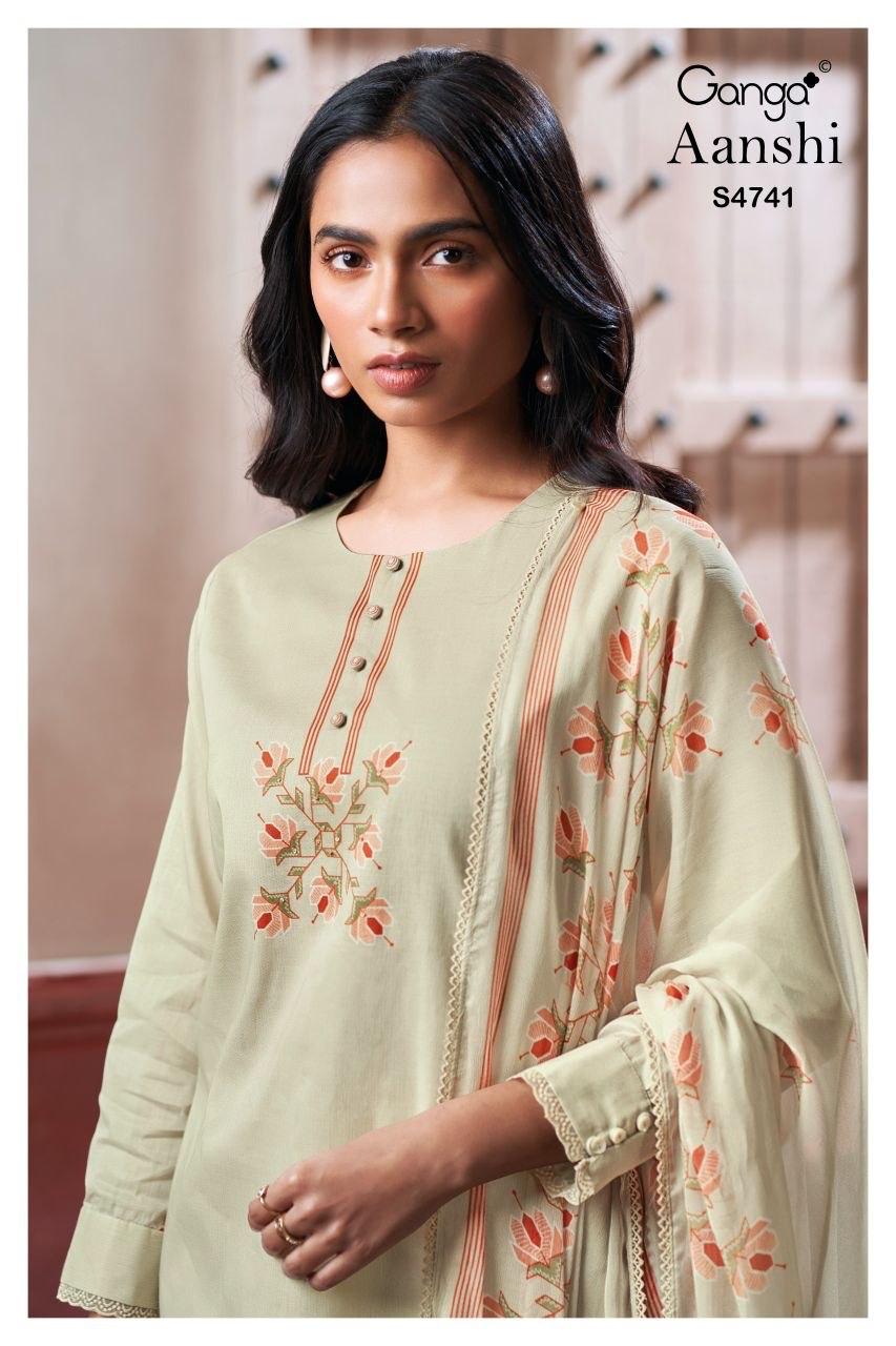 Aanshi S4741 Ganga Pure Organdy Plazzo Style Suits Manufacturer Ahmedabad