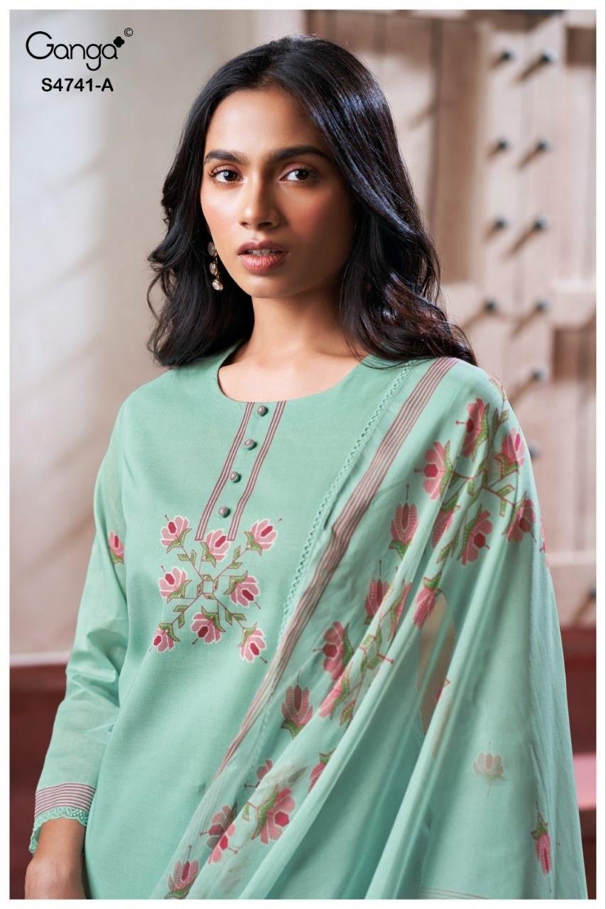 Aanshi S4741 Ganga Pure Organdy Plazzo Style Suits Manufacturer Ahmedabad