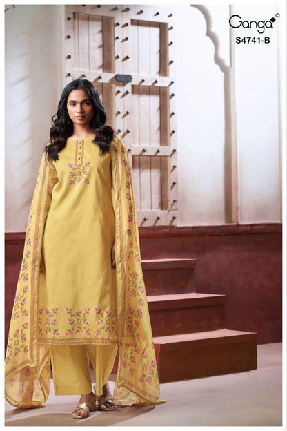 Aanshi S4741 Ganga Pure Organdy Plazzo Style Suits Manufacturer Ahmedabad