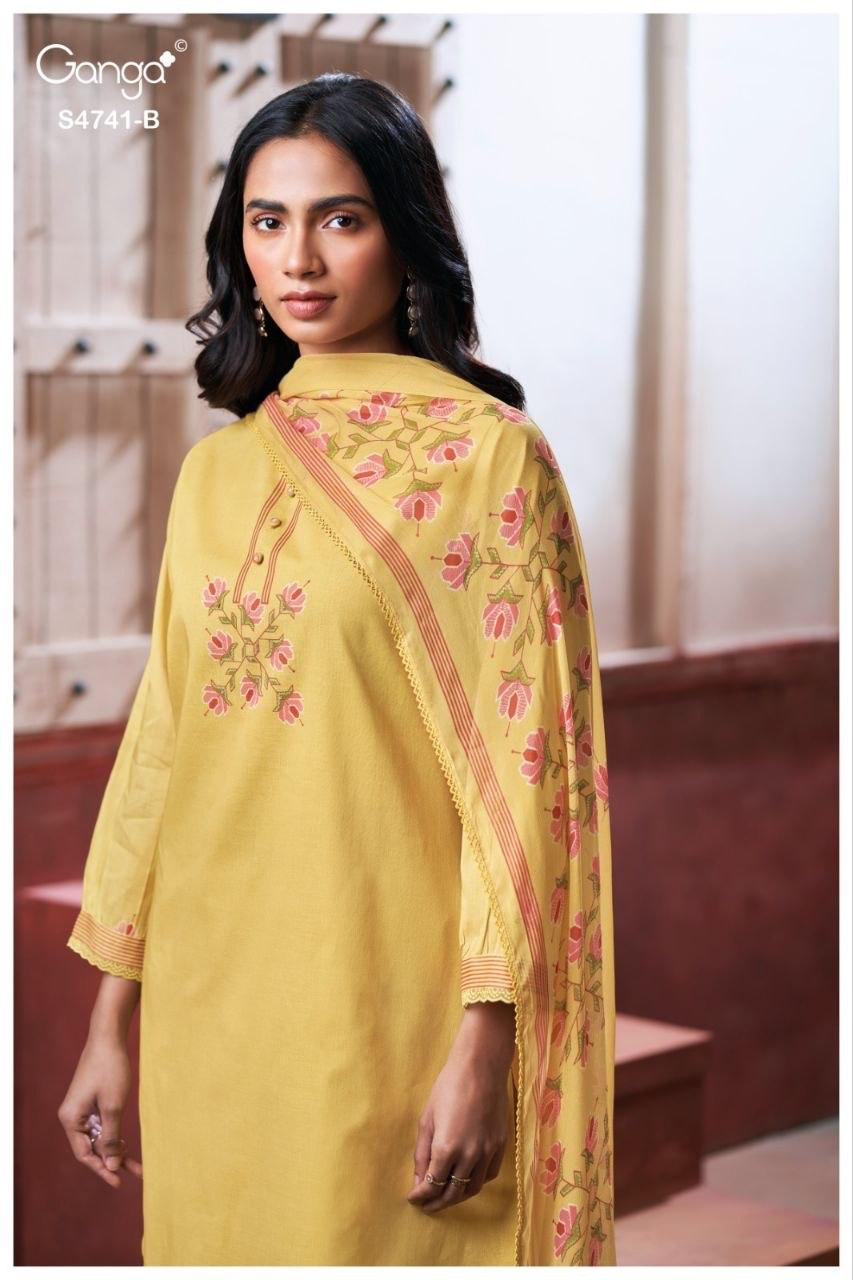 Aanshi S4741 Ganga Pure Organdy Plazzo Style Suits Manufacturer Ahmedabad