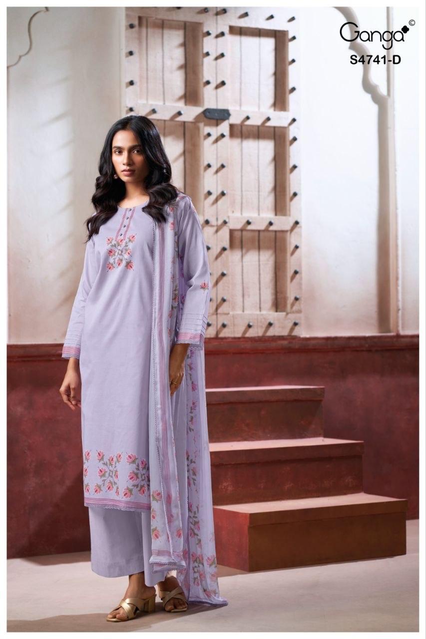 Aanshi S4741 Ganga Pure Organdy Plazzo Style Suits Manufacturer Ahmedabad